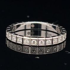 Authentic 18kt White Gold Chopard Diamond Band Luxury Diamond Ice Cube Style - 2.5mm Wide Stamped Au 750 - Swiss Made, 327702, 3677942 Serial Numbers This Ring Will Come Cleaned And Polished Prior To Shipment With A Standard Box. Ahj: X111 (2.3g) Chopard Jewelry, Diamond Ice, Luxury Diamonds, Diamond Band, Swiss Made, Ice Cube, Diamond Bands, Womens Jewelry Rings, White Gold