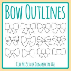 bow outlines clip art set for commercial use