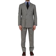 D'AVENZA Handmade Gray Wool Double Breasted Suit EU 52 NEW US 42 – SARTORIALE Fitted Pantsuit With Button Closure For Semi-formal Occasions, Elegant Business Casual Set With Double Button Closure, Elegant Sets With Double Button Closure For Business Casual, Slim Fit Long Sleeve Suits With Buttons, Elegant Tailored Double-breasted Sets, Business Sets With Buttons And Long Sleeves, Office Sets With Buttons And Lapel Collar, Formal Suits With Button Closure, Classic Business Sets With Long Sleeves