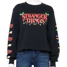 New With Tags Juniors' Stranger Things Holiday Fleece Pullover Size Medium Light Up Your Holiday Ensemble With This Fun And Festive Stranger Things Christmas Lights Fleece Pullover. * Crewneck * Long Sleeves * Ribbed Cuffs * Raw Edge Hem * Main Color Is Black * Cotton, Polyester * Machine Wash Measurements Are Approximate: 18 1/2” Pit To Pit Laying Flat 20”L Shoulder To Bottom Of Hem Christmas Streetwear Cotton Sweatshirt, Christmas Streetwear Long Sleeve Sweater, Christmas Cotton Sweatshirt For Streetwear, Christmas Long Sleeve Sweater For Streetwear, Christmas Long Sleeve Streetwear Sweater, Christmas Long Sleeve Sweatshirt For Streetwear, Christmas Cotton Sweater For Streetwear, Casual Christmas Sweater For Streetwear, Stranger Things Clothes