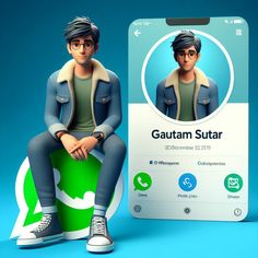 a man sitting on top of a green box next to a sign that says gautam sutar