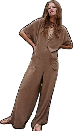 Casual V-neck Jumpsuit With Relaxed Fit, Relaxed Fit Overalls For Loungewear, Relaxed Fit Overalls Jumpsuit For Loungewear, Relaxed Fit Jumpsuits And Rompers For Loungewear, Solid Color Loungewear Overall Jumpsuit, Solid Color Overall Jumpsuits For Loungewear, Solid Color Loungewear Overall Jumpsuits And Rompers, Relaxed Fit V-neck Jumpsuits And Rompers For Loungewear, Relaxed Spring Jumpsuits And Rompers