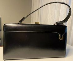 Vintage Black Dobbies Handbag Purse | eBay Elegant Rectangular Satchel With Snap Closure, Evening Shoulder Bag With Snap Closure, Retro Black Clutch Bag, Black Retro Clutch Bag, Chic Rectangular Bag With Snap Closure, Elegant Satchel Shoulder Bag With Snap Closure, Evening Shoulder Bag With Double Handle And Snap Closure, Chic Evening Bag With Snap Closure, Elegant Shoulder Bag Satchel With Snap Closure