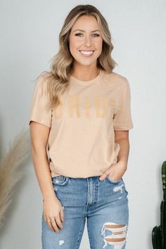 Bride tone on tone t-shirt sand dune Bride Apparel, Printed Bell Bottoms, Always A Bridesmaid, Tanks Tops, Trendy Beach