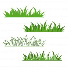 three green grass silhouettes on white background