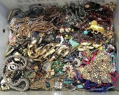 Vintage - Mod Jewelry Pieces Craft Lot Jewelry Making Parts Tangles Some Good In Tangled Jewelry, Old Jewelry Crafts, Vintage Modern Jewelry, Mod Jewelry, Auction Catalog, Modern Costumes, Junk Jewelry, Junk Art, Craft Jewelry