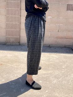 "Warm acrylic wool comfortable baggy pants, very smooth and soft feeling to wear Cozy and comfortable pants Size One size, good for US size 6-12 Hit to ankle height 165cm / 5' 5\" Waist width 32cm/ 12.5\" Length 89cm/ 35\" Inseam 51cm/ 20\" Fabric and Care Acrylic, cotton, polyester Dry Cleaning or light handwashing recommend Made in S Korea" Oversized Wide-leg Sweatpants For Fall, Oversized Wide Leg Sweatpants For Fall, Comfortable Trousers For Fall, Oversized Wide-leg Winter Pants, Oversized Wide-leg Pants For Winter, Relaxed Fit Fall Pants, Fall Loungewear: Gray Wide Leg Pants, Gray Wide Leg Pants For Fall Loungewear, Fall Relaxed Fit Comfortable Pants