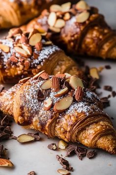 Almond Cream Filling, Filled Croissants, Croissant Aesthetic, Croissant Chocolate, Almond Croissants, Bakery Website, Chocolate Pieces, Almond Croissant, French Patisserie