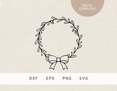 a wreath with a bow on it and the words dxf eps png svg