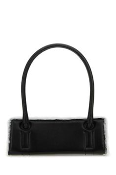 Black Leather Radar Shoulder Bag from Dentro Black Top Handle Flap Bag In Soft Leather, Black Soft Leather Flap Bag With Top Handle, Black Soft Leather Top Handle Flap Bag, Modern Leather-backed Shoulder Bag For Evening, Modern Evening Shoulder Bag With Leather Backing, Chic Rectangular Shoulder Bag With Leather Backing, Soft Leather Square Shoulder Bag For Evening, Evening Square Soft Leather Shoulder Bag, Evening Square Shoulder Bag In Soft Leather