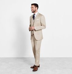 Fitted Beige Suit For Formal Occasions, Beige Fitted Suit For Formal Occasions, Fitted Beige Business Vest, Beige Summer Formal Suit, Fitted Beige Vest For Business, Summer Beige Formal Suit, Beige Fitted Outerwear For Semi-formal Occasions, Elegant Fitted Three-piece Suit For Summer, Elegant Fitted Beige Three-piece Suit