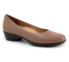 Step out in style with the Trotters Rozalin casual leather low-heel pump. This versatile slip-on features a flexible sole and a cushioned removable footbed with arch support, making it perfect for all-day wear. From Trotters. Comfortable Workwear Slip-ons With Arch Support, Leather Slip-ons With Arch Support For Work, Classic Slip-ons With Arch Support And Flat Heel, Comfortable Flat Heel Slip-ons With Arch Support, Elegant Leather Slip-ons With Arch Support, Slip-on Court Shoes With Removable Insole And Low Heel, Casual Slip-on Court Shoes With Branded Insole, Synthetic Flats With Arch Support For Work, Spring Slip-ons With Arch Support And Medium Width