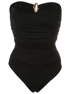 strapless ruched swimsuit from BRIGITTE featuring stretch-design, gold-tone hardware, ruched detailing, strapless, rear tie fastening and black. Be mindful to try on swimwear over your own garments.. 90s One Piece Swimsuit, Ruched Swimsuit, Swimsuit Black, Be Mindful, Perfect Bra, Swimming Outfit, Bride Clothes, Cute Swimsuits, Cute Bikinis