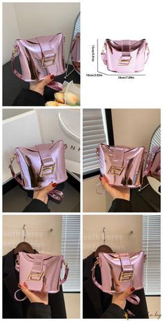 BirdinBag - Stylish Mini Metallic Metal Bucket Bag for Unique Fashion – birdinbag Metal Bucket, Bag Bag, Unique Fashion, Bucket Bag, Pu Leather, Leather, Pattern, Pink, Color