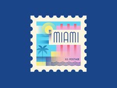 a postage stamp with the word miami on it