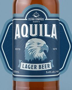 Aquila Lager Beer packaging design concept. Project includes beer carrier packaging, bottle label design and beer cap sticker. Sticker Branding, Packaging And Label Design, Beer Bottle Design, Beer Packaging Design, Packaging And Label, Packaging Bottle, Minimal Graphic, Beer Logo, Lager Beer