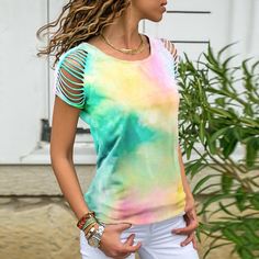 Season:Summer; Fabric:Polyester; Sleeve Length:Short Sleeve; Look After Me:Iron on reverse,Machine wash; Gender:Women's; Style:Fashion; Elasticity:Micro-elastic; Tops Type:T shirt Tee; Occasion:Weekend,Daily; Top Length:Regular; Fit Type:Regular Fit; Pattern:Tie Dye; Design:Print,Cut Out; Neckline:Round Neck; Brand:Ador; Listing Date:04/17/2024; Bust:; Length:; Sleeve:; Fit US Size:; Fit UK Size:; Fit EU Size:; Print Type:3D Print Summer Tie Dye, Sleeves Clothing, Short Sleeve Pattern, Tie Dye Shorts, Tie And Dye, Tie Dye Shirt, Dye Shirt, Womens Tie, Floral Print Shorts