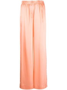 salmon pink silk high waist elasticated waistband wide leg Silk Trousers, Salmon Pink, Pink Silk, Bottoms Pants, High Waisted Pants, Womens Bottoms, Wide Leg, High Waist, Trousers