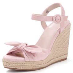 PRICES MAY VARY. NOTE：Some customers have the FEEDBACK that the size is SMALL, if you have skinny feet, we recommend you can order HALF SIZE Bigger !!!than you usually wear [ Fashion Elements ]: Super cute and comfortable espadrille wedge sandals for women! Adorable bow tie design, open toe wedges, adjustable ankle strap buckle, high-quality summer wedges heels. [ Heel Height ]: Platform measures approx. 1.2". Heel measures approx. 4", which is the perfect height to lengthen your leg curve to ma Bow Tie Design, Womens Espadrilles Wedges, Pink Wedges, Cute Wedges, Dress Heels, Sandals Platform, Women's Espadrilles, Pink Heels, Shoe Obsession