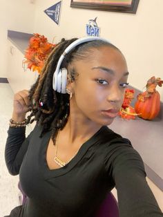 Locs In Headband, Headband With Locs, Starter Locks, Woman With Locs, Loc Inspiration, Wearing Headphones, Loc Hairstyles, Beautiful Dreadlocks