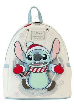 Loungefly Disney Stitch Holiday Snow Angel - Mini mochila con purpurina, Blanco, Mini mochila Angel Cosplay, Stitch Backpack, Anime Bag, Lilo Y Stitch, Lilo Et Stitch, Snow Angel, Mini Mochila, Backpack Gift, Toy Story 3