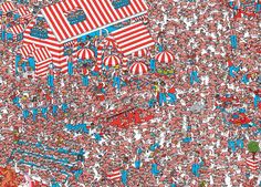 an image of a large crowd of people in red, white and blue umbrellas