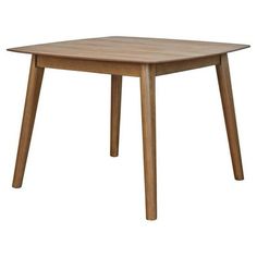 a wooden table with two legs and a square shape on the top, against a white background