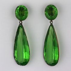 Exceptional Georgian Paste Earrings, ex. Lillian Gish Classic Green Clip-on Earrings, Formal Green Pierced Earrings, Green Pierced Earrings For Formal Occasions, Green Pear-shaped Earrings For Formal Events, Elegant Lime Green Earrings For Formal Events, Elegant Lime Green Earrings For Formal Occasions, Victorian Green Earrings For Wedding, Pear-shaped Green Gemstone Earrings, Green Pear-shaped Gemstone Earrings