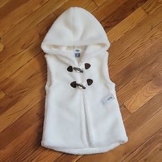 Girls Soft Cozy Vest - 100% Polyester Cozy Fit White Winter Outerwear, Cozy White Cotton Outerwear, White Cozy Fit Winter Outerwear, Cute White Outerwear For Fall, White Cozy Fit Outerwear For Winter, Cute White Outerwear With Fleece Lining, Cute Warm White Outerwear, Cozy White Knit Outerwear, White Cozy Outerwear For Cold Weather