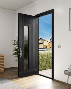 an open black door leading to a house