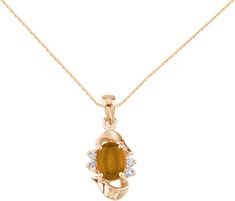 This 14K yellow gold pendant features a vibrant 7x5mm natural citrine surrounded by four shimmering diamonds. This item ships in a deluxe gift box, free of charge! Dimensions Height: 0.5in Stone Specifications Gem Type: Citrine Stone Color: Yellow Stone Shape: Oval Stone Creation Method: Natural Stone Treatment: Heat treated Stone Length: 7mm Stone Width: 5mm Stone Setting Type: prongs Total Gemstone Carat Weight: 0.6 Total Diamond Carat Weight: 0.06 <s November Birthstone Jewelry, Citrine Stone, Yellow Stone, Natural Citrine, Magnetic Bracelet, Yellow Gold Pendants, Oval Stone, Birthstone Jewelry, Diamond Pendant