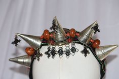 Berber headband ornament ,Moroccan jewelry,old Moroccan silver headdress Dispose de ------ Matériel ◈ : argent cotton Région de ◈ : Afrique, Afrique du Nord, Maghreb, Maroc, vallée du Draa La culture ◈ : africain, berbère,touareg Nom vernaculaire ◈ : riyaha ◈ utiliser : la parure des femmes ◈ technique : argent et bronze Poids ◈ : 150 g Longueur ◈ :55 cm Largeur ◈ : 4 cm Bohemian Crown Hair Accessories For Festivals, Bohemian Festival Hair Accessories, Bohemian Crown Headpiece For Festival, Bohemian Ceremonial Crown Headpiece, Bohemian Crown Headband For Festivals, Traditional Handmade Headband For Festivals, Unique Festival Headband Headpiece, Bohemian Adjustable Headpiece With Round Crown, Bohemian Headband For Festivals