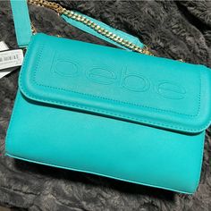 Turquoise Bebe Brand Bag, Can Be Handbag Or Shoulder Bag Trendy Turquoise Rectangular Shoulder Bag, Trendy Rectangular Turquoise Shoulder Bag, Chic Turquoise Crossbody Bag, Trendy Turquoise Shoulder Bag, Barbie Stuff, Branded Bags, Color Blue, Bag Lady, Turquoise