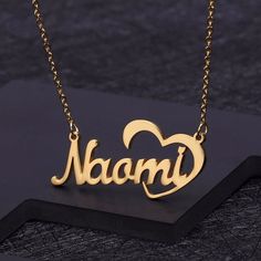 Customizable first name necklace - Personalized Name Necklace - Personalized Jewelry: Still looking for the perfect gift? What's better than a unique gift for a unique person! This personalized name necklace is made to order in 18k gold plated. The necklace is sun and water resistant. Perfect to offer: The size of the necklace chosen will include your first name. This is therefore the final size of the necklace. Personalization: - Your first name to be personalized cannot exceed 15 letters, plea Cheap Heart-shaped Name Necklace With Adjustable Chain, Cheap Heart-shaped Name Necklace, Cheap Gold Heart-shaped Name Necklace, Cheap Heart Necklace With Name For Gift, Cheap Heart-shaped Custom Name Necklace, Customizable Cheap Heart Pendant Name Necklace, Cheap Custom Name Heart Pendant Jewelry, Cheap Personalized Name Necklace For Valentine's Day, Cheap Heart Shaped Name Necklace Gift