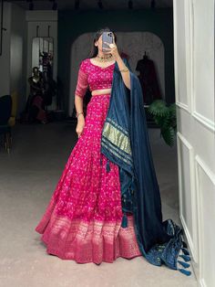 Fancy Dola silk pink lehenga choli for women, designer lehenga with zari work, Indian lengha for wedding,new engagement lehenga for function Lehenga (Stitched)  Color : 1) Pink 2) Green 2) Nile Blue Lehenga Fabric : Viscose Dola silk  Lehenga Work : Printed with Zari Weaving Border  Lehenga Waist : SUPPORTED UP TO 40 Lehenga Closer : Drawstring With Heavy Tassels and Zip Stitching : Stitched With Canvas and attached with Can Can Length : 40 Flair : 3.40 Meter  Inner : Micro Cotton Blouse(Unstitc Lengha For Wedding, Pink Lehenga Choli, Zip Stitching, Lehenga Stitched, Indian Lengha, Black Cotton Skirt, Engagement Lehenga, Lehenga Choli For Women, Choli For Women