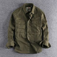 Winter Cotton Collared Tops, Khaki Cotton Shirt For Outdoor, Khaki Cotton Outdoor Shirt, Casual Collar Cotton Top For Fall, Fall Cotton Top With Casual Collar, Khaki Cotton Winter Shirt, Casual Collar Khaki Shirt For Fall, Khaki Cotton Long Sleeve Shirt, Khaki Long Sleeve Cotton Shirt