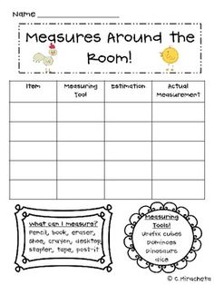 a printable worksheet for measuring around the room with pictures and words on it