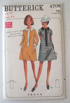 an image of a woman's dress and hat on the cover of a sewing pattern