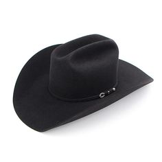 This beautiful jet black hat handmade by Greeley Hat Works is a Maverick Fine Western Wear exclusive. The classic design features top-of-the-line materials such as 20% beaver fur with a self band and three piece sterling silver buckle set. Lined with the best 2" leather sweatband for comfort. Silk liner embroidered with the custom Maverick hat logo. This timeless piece is sure to become a go-to in your wardrobe! 4-1/4" crown and brim Made in the USA See size guide (in pictures) to gauge what hat Classic Black Hat With Flat Crown, Classic Black Hat Band With Flat Crown, Elegant Black Hat Bands For Winter, Elegant Black Hat With Flat Crown, Luxury Felt Hat With Curved Brim For Rodeo, Black Fur Felt Top Hat For Winter, Classic Black Felt Hat With High Crown, Luxury Curved Brim Felt Hat For Rodeo, Classic Black Fur Felt Hat