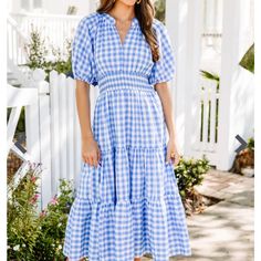 Nwot. Mint Julep Boutique- Stay The Course Blue Gingham Midi Dress. Size Large. Never Worn. Just Didn’t Fit Me Right. Originally $64, Just Trying To Recoup Some Of My Losses As It Is Too Late To Return. Blue Plaid Dress For Spring Day Out, Spring Blue Plaid Cotton Dress, Blue Plaid Dress For Spring Picnic, Fitted Blue Plaid Dress For Spring, Blue Plaid Dress For Summer Brunch, Blue Midi Dress For Picnic, Fitted Blue Plaid Casual Dress, Gingham Short Sleeve Midi Dress For Brunch, Gingham Midi Dress With Short Sleeves For Brunch