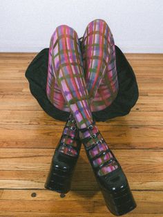 Hand-Dyed Plaid Tights – Infinite Fun Tights Outfit, Unique Tights, Candy Outfit, Fun Tights, Plaid Tights, Colorful Tights, Maximalist Outfits, Funky Tights, Queen Of Halloween