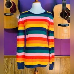 Old Navy Long Sleeve Rainbow Stripe Thermal Sz Small Tall Never Worn! Still Has The Tags, Feel Free To Make An Offer! Trendy Rainbow Print Long Sleeve Tops, Casual Rainbow Print Top For Fall, Trendy Long Sleeve Rainbow Print Tops, Trendy Long Sleeve Tops With Rainbow Print, Trendy Yellow Color Block Tops, Rainbow Color Block Tops For Spring, Retro Yellow Color Block Tops, Yellow Retro Color Block Tops, Rainbow Cotton Top For Fall