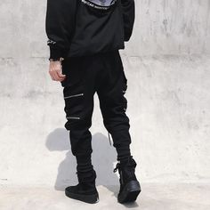 Men's Cargo Pants Cargo Trousers Joggers Trousers Techwear Elastic Waist Classic Multi Pocket Plain Comfort Outdoor Full Length Casual Daily Streetwear Stylish Black Micro-elastic 2023 - TRY 427.99 Look Hip Hop, Goth Streetwear, Streetwear Cargo Pants, Jogger Pants Style, Techwear Pants, Streetwear Korean, Casual Cargo Pants, Slim Fit Joggers, Plus Size Cargo Pants