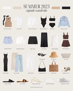 Summer Commuter Outfit, Staple Wardrobe Bottoms, Travel Capsule Wardrobe Italy, Los Angeles Capsule Wardrobe, Europe Wardrobe Summer, Elevated Basics Outfit Summer, Edmonton Outfits, Summer Wardrobe Essentials 2024, Summer Beach Capsule Wardrobe