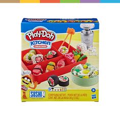 play - doh kitchen creations sushi set in its box with the lid open