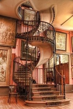 a spiral staircase with a poem written on it