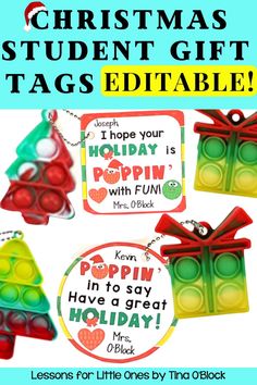 christmas student gift tags with text overlay that reads,'i hope your holiday poppin have a great holiday '