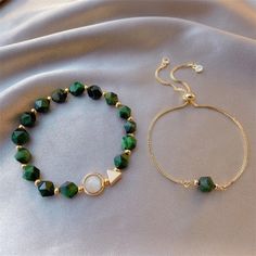 Confidence • 2 ensemble crystal bracelet freeshipping - Deegnt Green Gemstone Bracelet, Stars In The Sky, Green Gem, Emerald Bracelet, Gems Bracelet, Emerald Bead, 925 Silver Bracelet, Green Gems, Summer Night