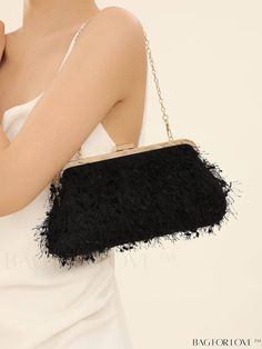 BagForLove - Chic Medium Chain Evening Bag with Clip Top - Perfect for Parties Black Party Bag With Chain Detail, Black Party Bags With Chain Detail, Black Shoulder Bag With Chain Strap For Events, Black Bag With Chain Strap As Gift, Black Clutch With Chain, Black Chain Bag Perfect For Gifts, Black Chain Bag For Gift, Black Chain Bag As Gift, Black Clutch Bag With Chain