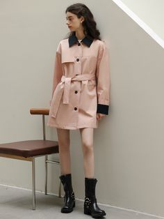 Editor's NotesDUNDROP displays timeless and classic styles with feminine details- Must-have item, trench coat- Accented with contrasting collar and cuffs- Belt detail for slimmer silhouette- Dropped shoulder- Above the knee lengthMeasurements(in.)Size: S / M- Length: 32.3 in. / 32.7 in.- Bust: 48.8 in. / 50.4 in.- Sleeve: 21.7 in. / 22.0 in.* Model info: height 5' 7, Fitting size SComposition & Care- 100% cotton- Hand wash or dry cleaningDesigner- by DUNDROP Chic Outerwear With Contrast Collar For Work, Knee-length Belted Outerwear For Work, Classic Knee-length Workwear Outerwear, Classic Knee-length Outerwear For Work, Classic Spring Outerwear With Contrast Trim, Workwear Outerwear With Contrast Trim And Lapel Collar, Spring Workwear Outerwear With Contrast Trim, Knee-length Outerwear For Work, Office Outerwear With Contrast Trim For Fall